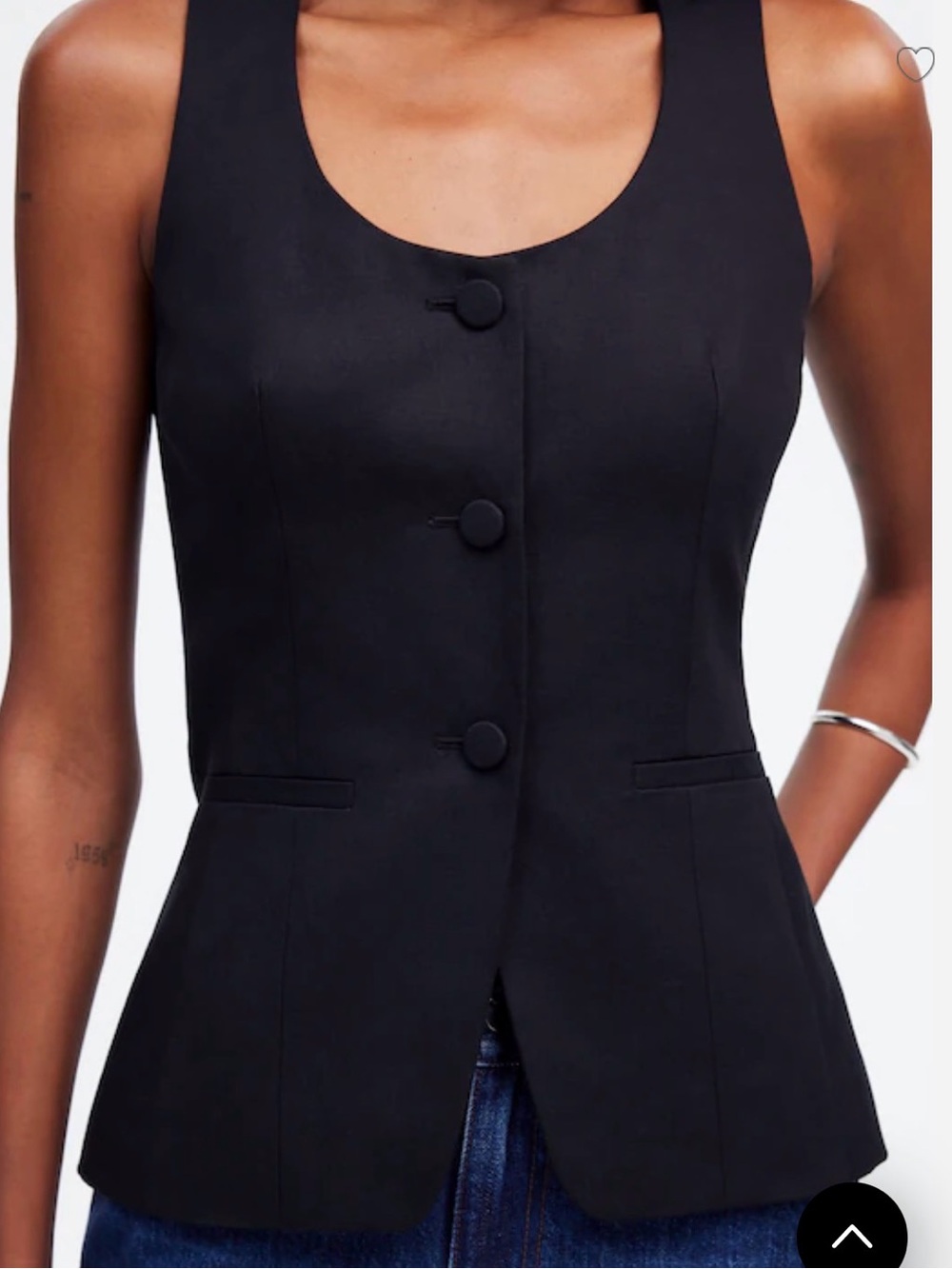 Madewell Black Tailored Button-Front Vest